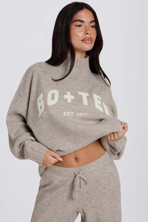 Soft Knit Oversized Jumper in Beige