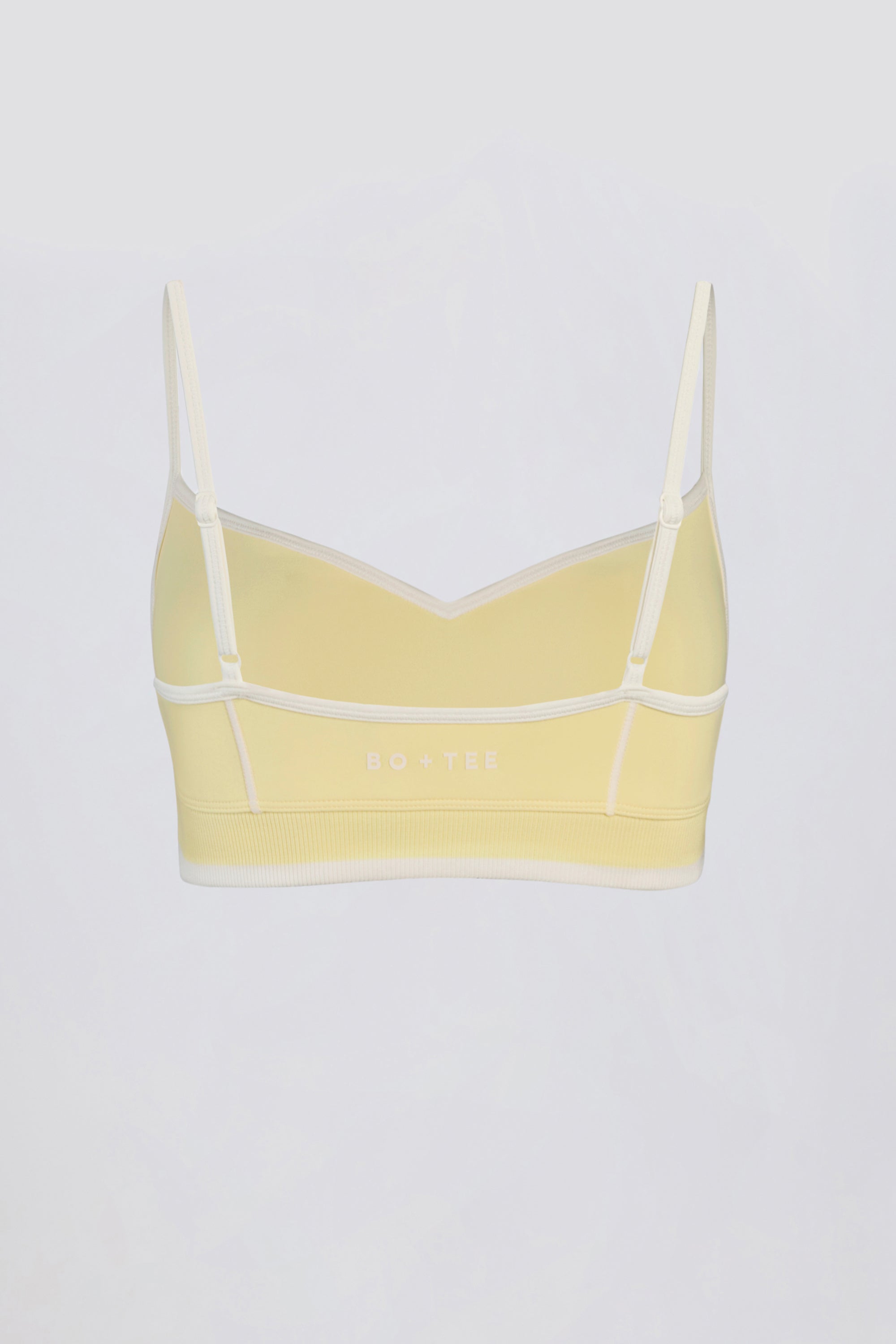 Soft Active Sweetheart-Neck Contrast Sports Bra in Lemon