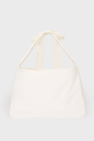 Corduroy Bow Tote Bag in Ivory