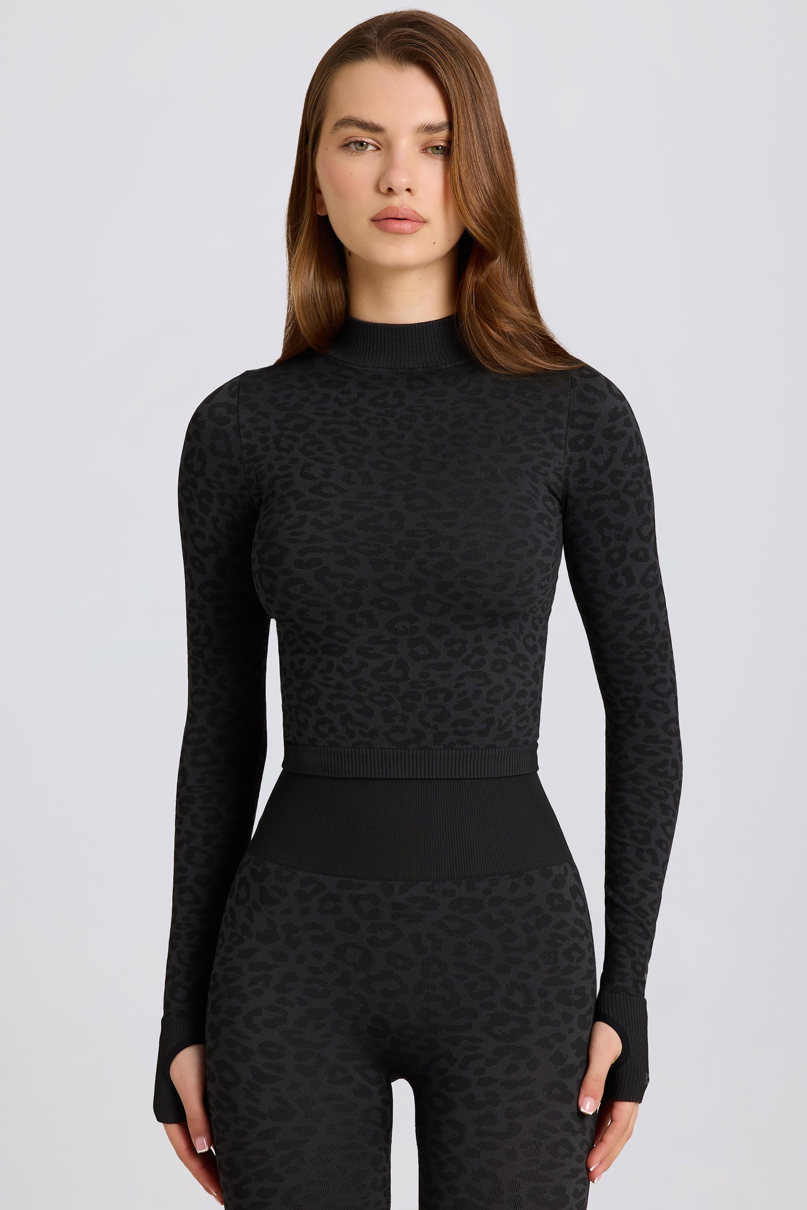 Thermal Long Sleeve Top in Black Leopard - 1
