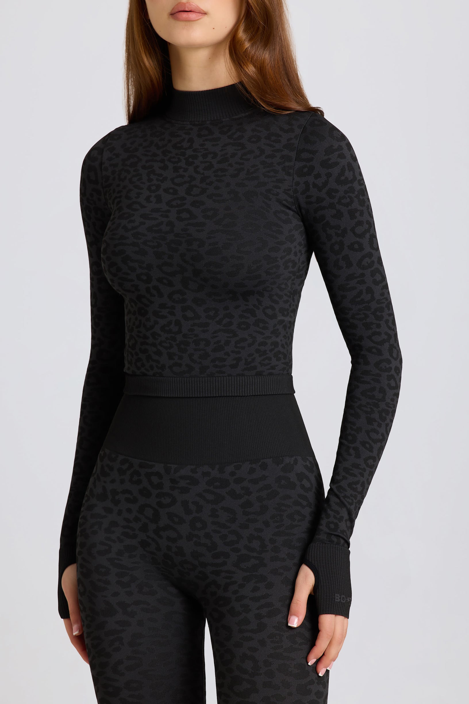 Thermal Long Sleeve Top in Black Leopard - 2