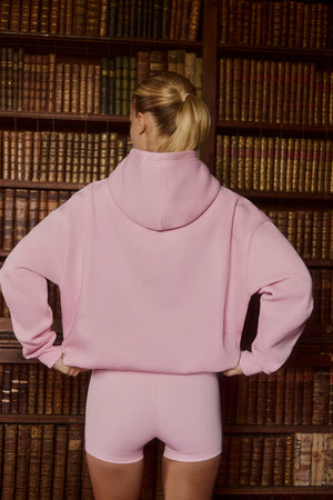 Embroidered Oversized Hoodie in Powder Pink