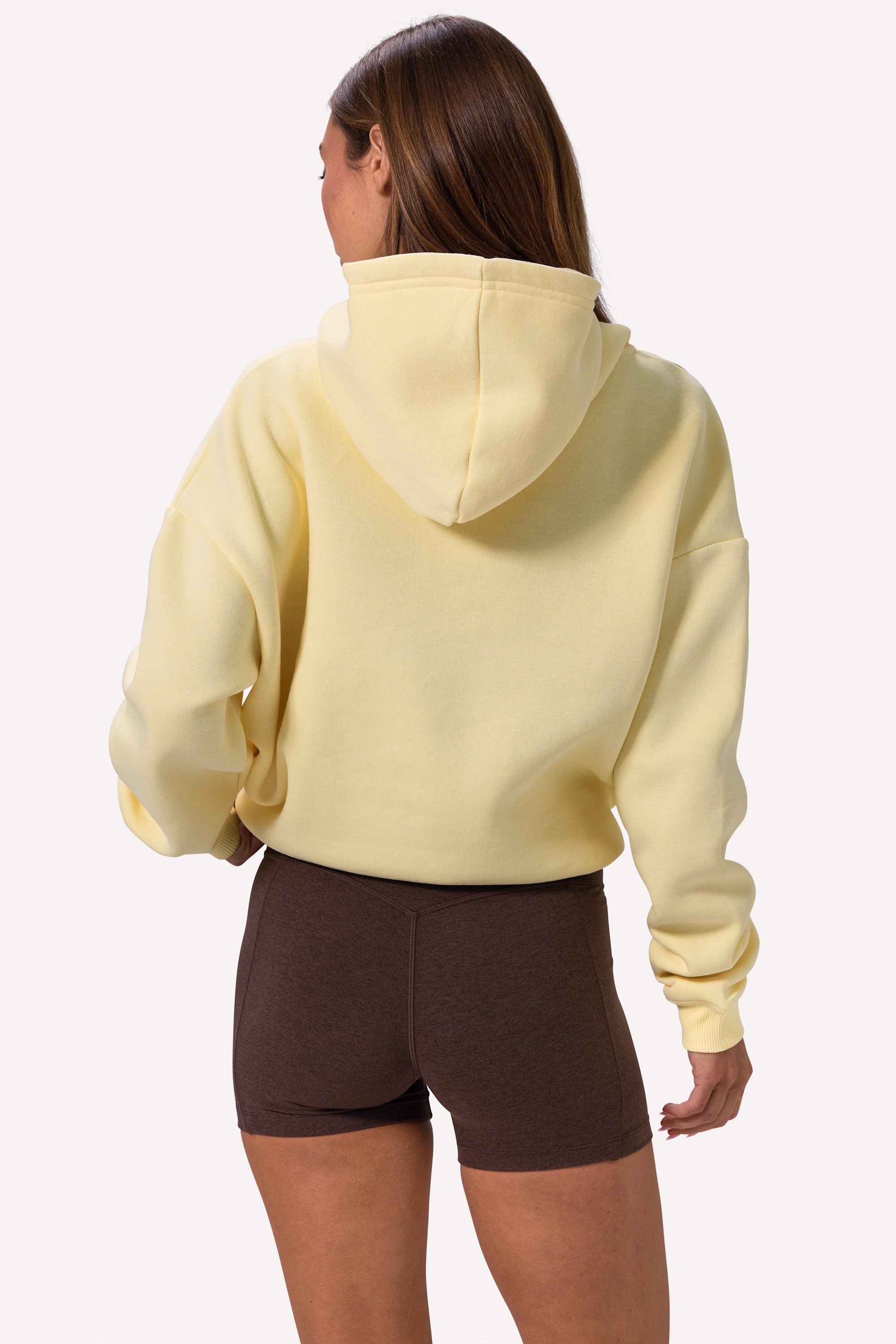 Embroidered Oversized Hoodie in Soft Yellow