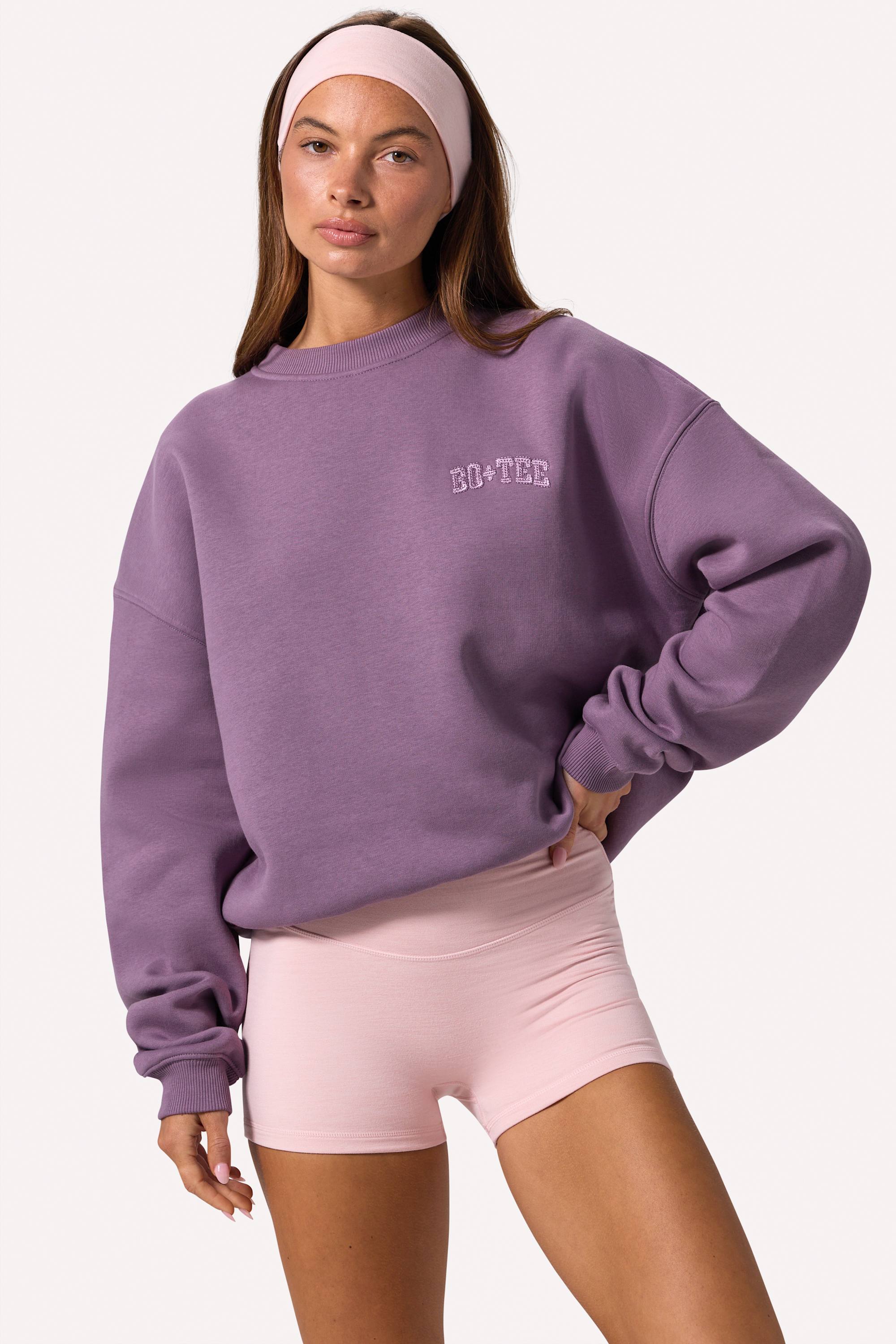 Brushed Cotton Jersey Oversized Crew-Neck Jumper in Dusk | Bo+Tee – Oh ...