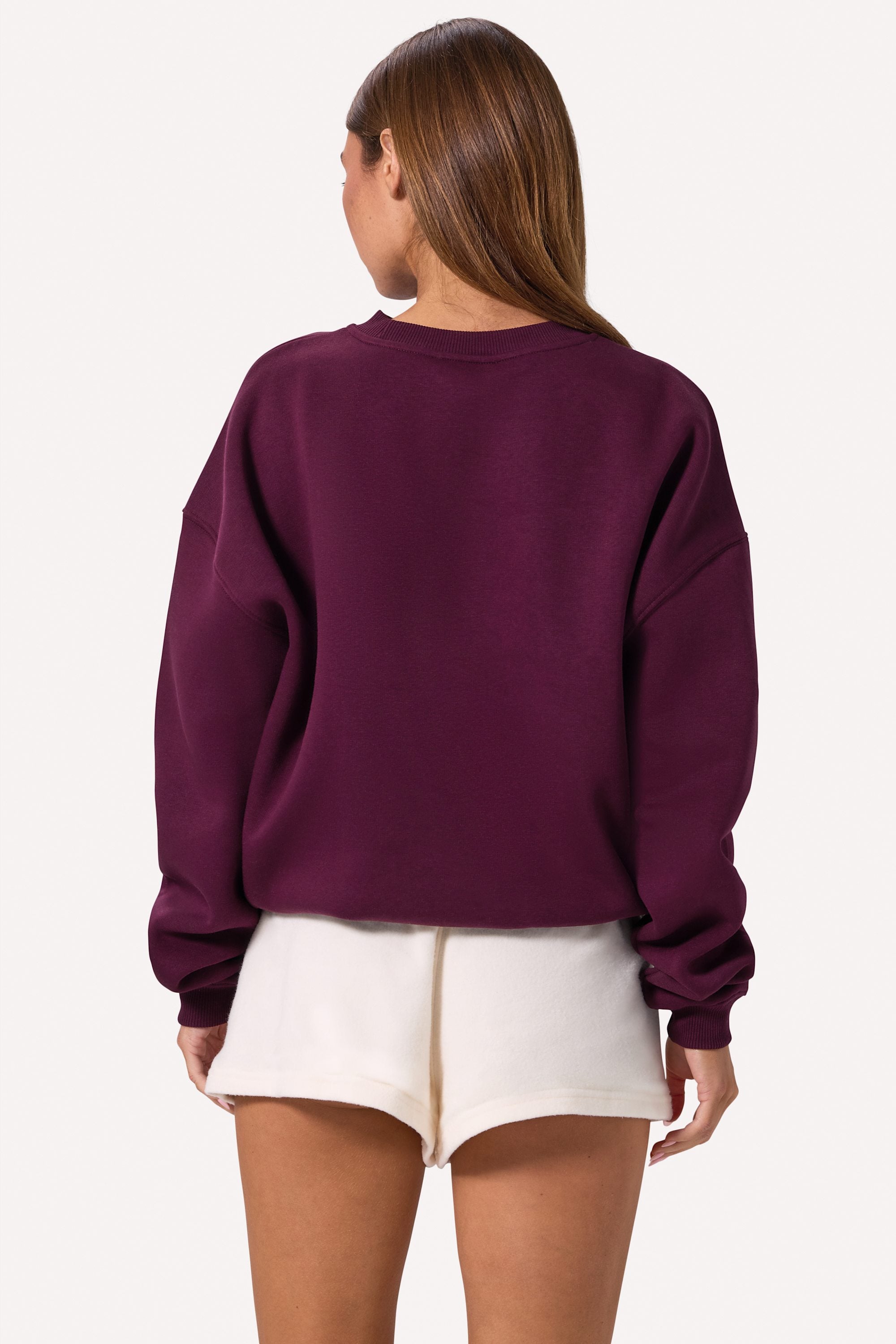 Oversized Crew-Neck Jumper in Burgundy