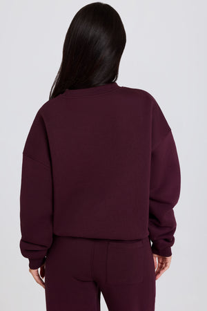 Oversized Crew-Neck Jumper in Burgundy