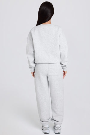 Brushed Cotton Jersey Mid-Rise Relaxed Joggers in Grey Marl