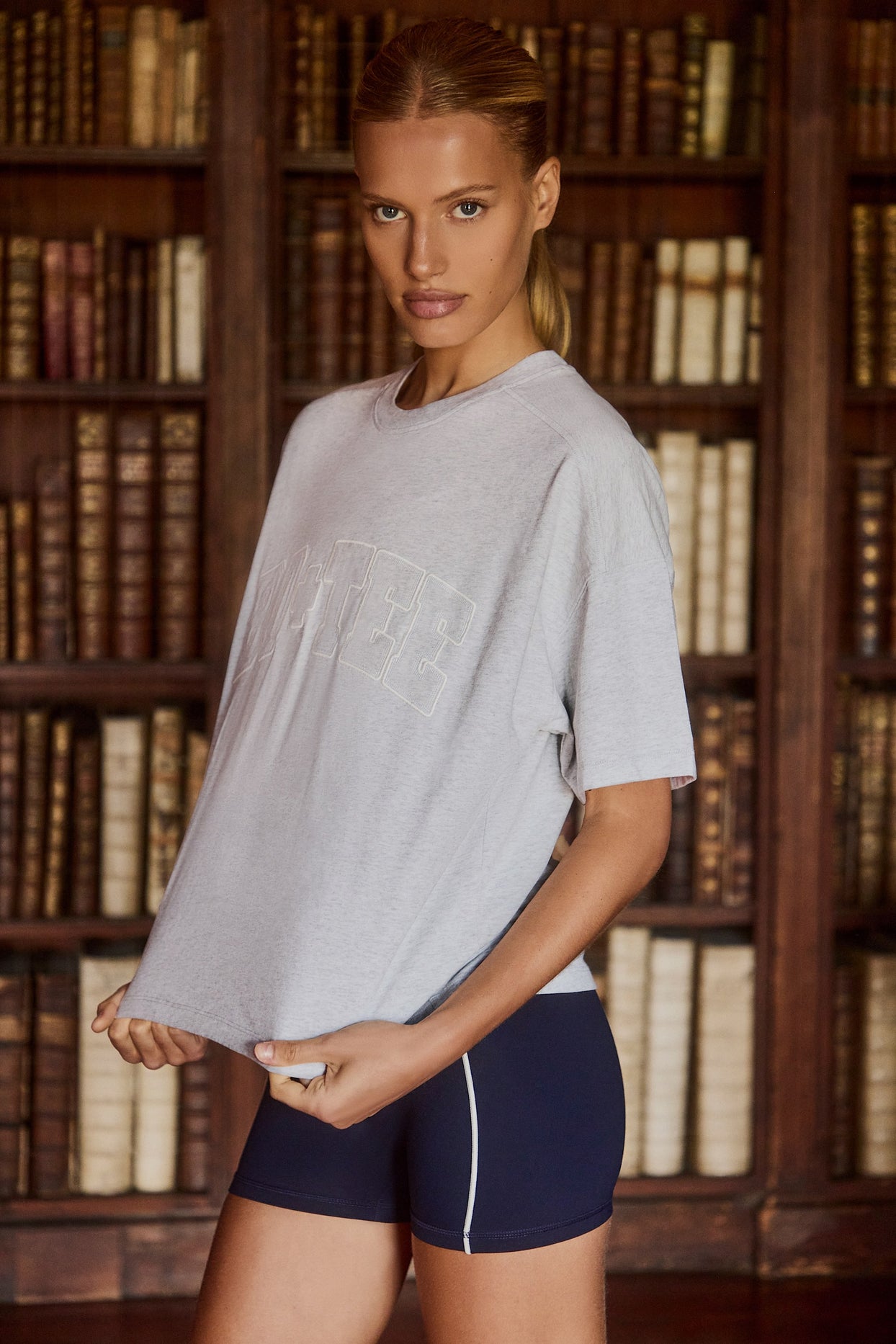 Oversized Cotton-Jersey T-Shirt in Grey Marl - 3