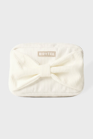 Corduroy Bow Makeup Bag in Marshmallow