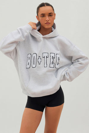Soft Cotton Jersey Acid Wash Oversized Hoodie in Heather Grey