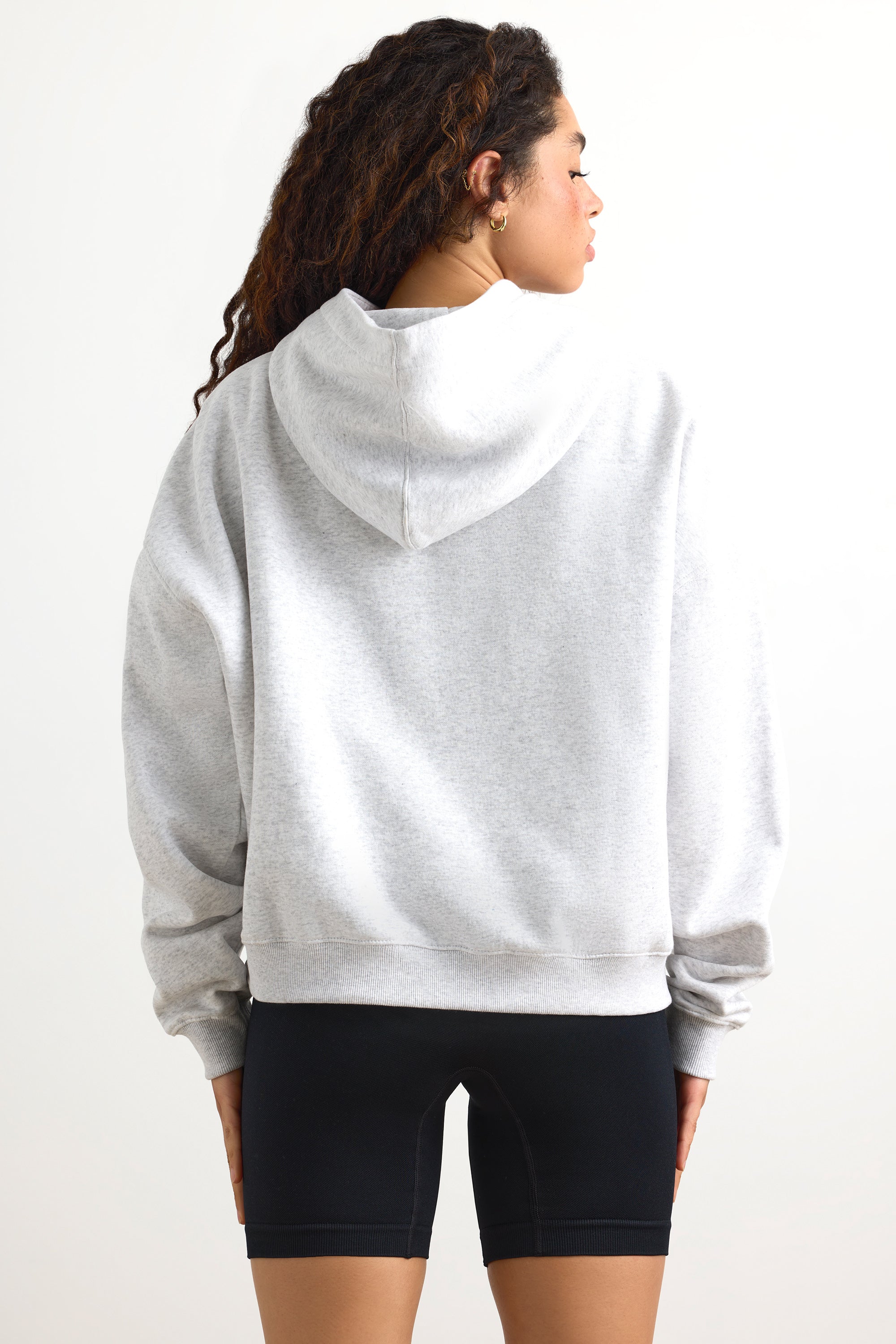 Sudadera con capucha extragrande en gris jaspeado