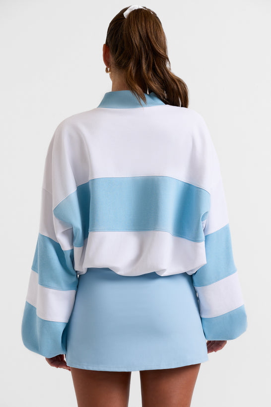 Oversized High Neck Sweatshirt in Sky Blue