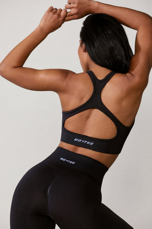 Cut Out Define Luxe Sports Bra in Black