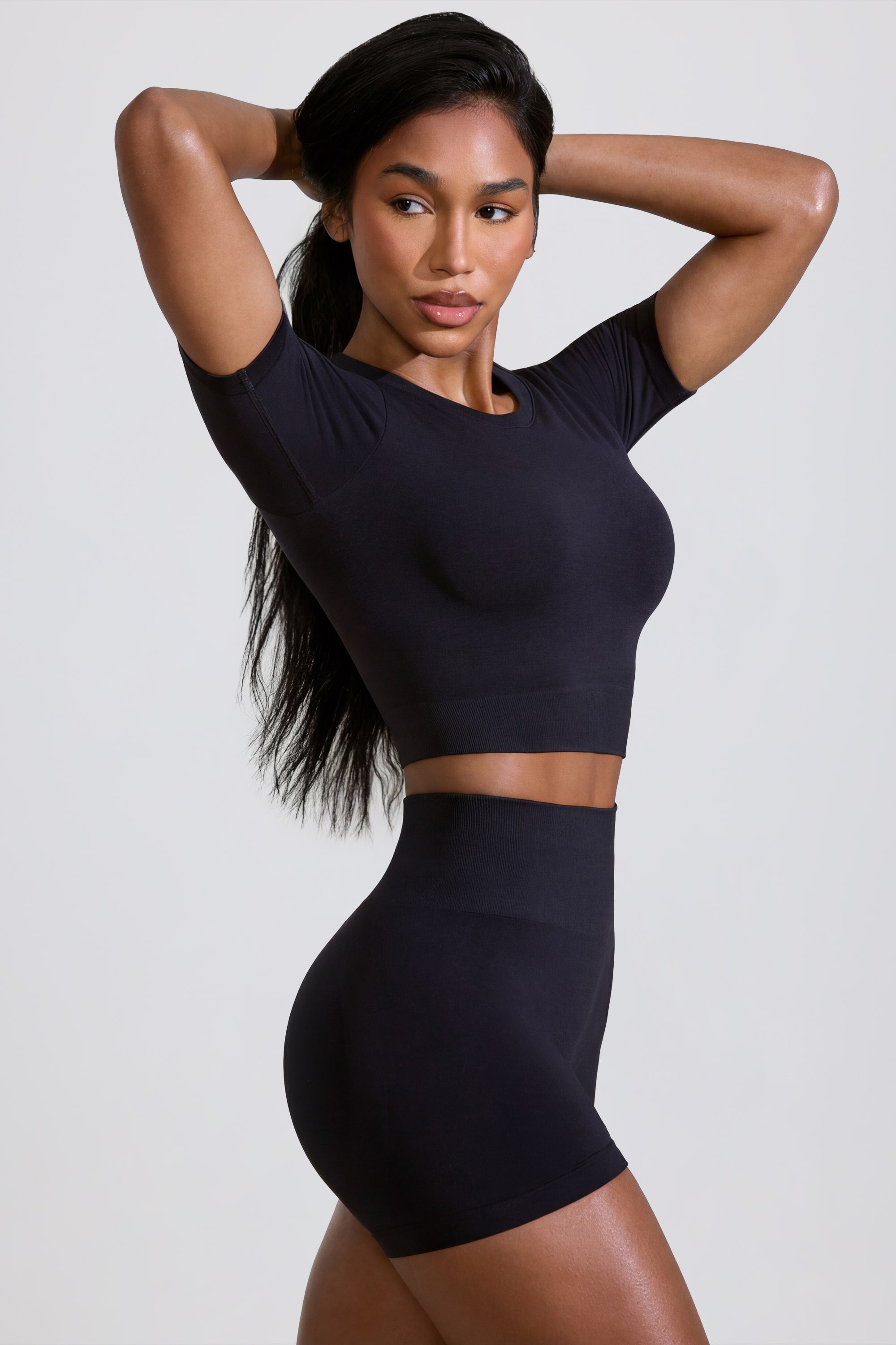 High Waist Define Luxe Mini Shorts in Black