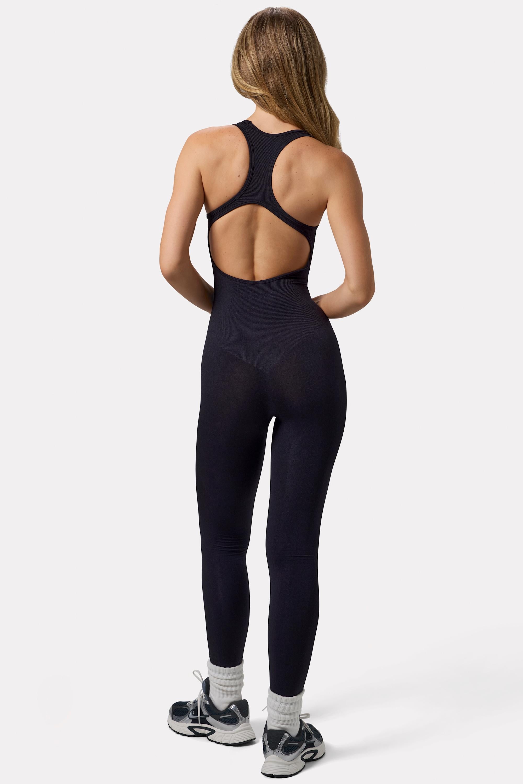 Open Back Define Luxe Unitard in Black