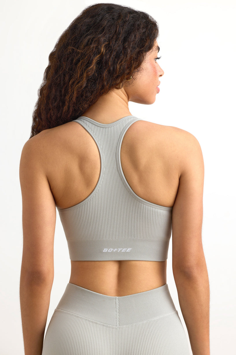 FlexiRib Racerback Sports Bra in Grey - 2