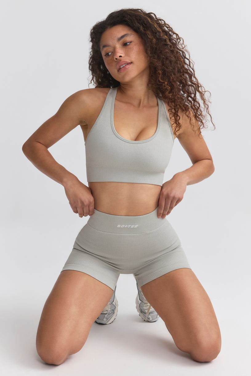 FlexiRib Racerback Sports Bra in Grey - 1