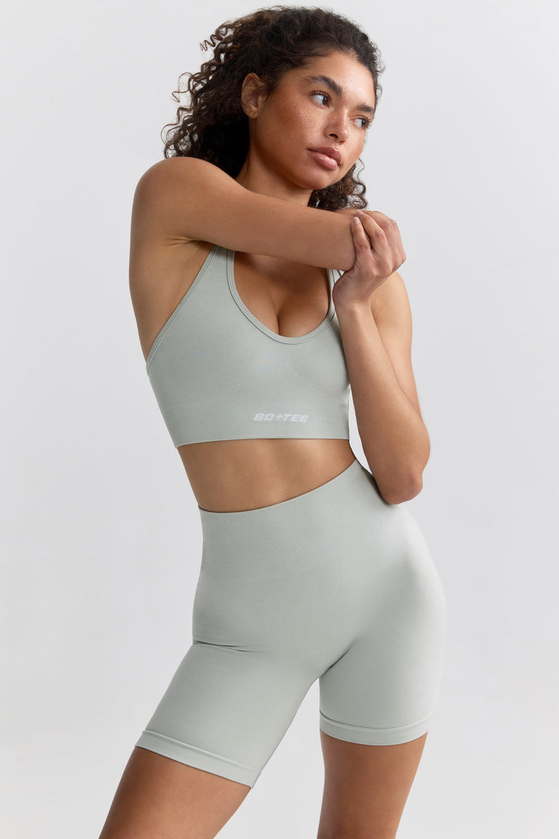 Define Luxe High-Waist Biker Shorts in Fog - 1