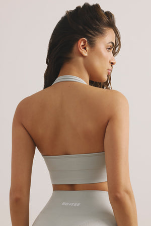 Define Luxe Halterneck Sports Bra in Grey