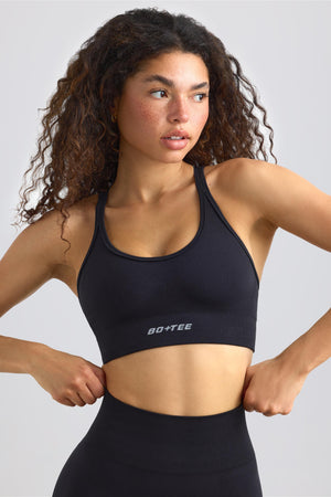 Strappy Define Luxe Sports Bra in Black