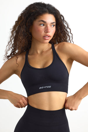 Strappy Define Luxe Sports Bra in Black