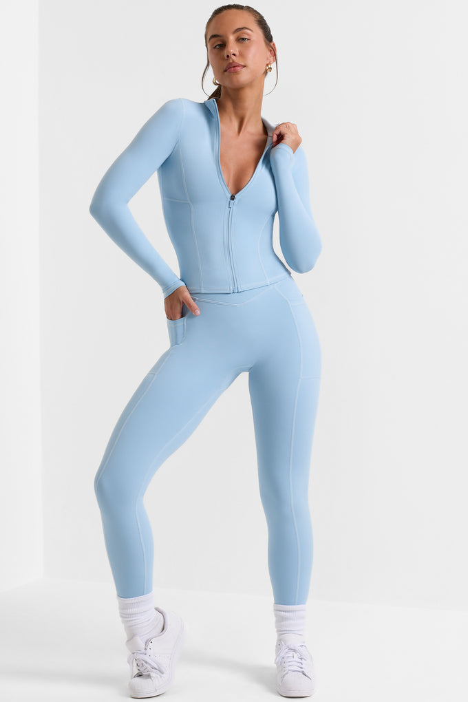 Petite Full Length Leggings with Pockets in Ice Blue