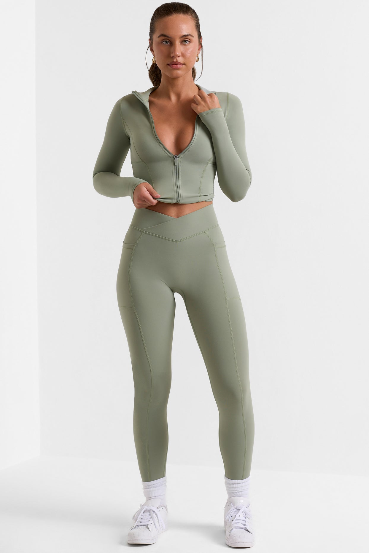 Petite Full Length Leggings with Pockets in Bamboo Green