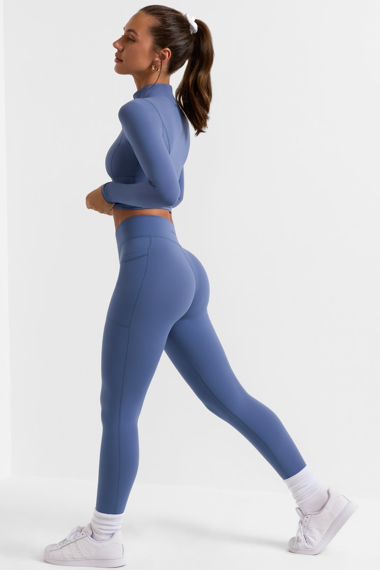 Advantage Full Length Leggings with Pockets in Slate Blue | Oh Polly