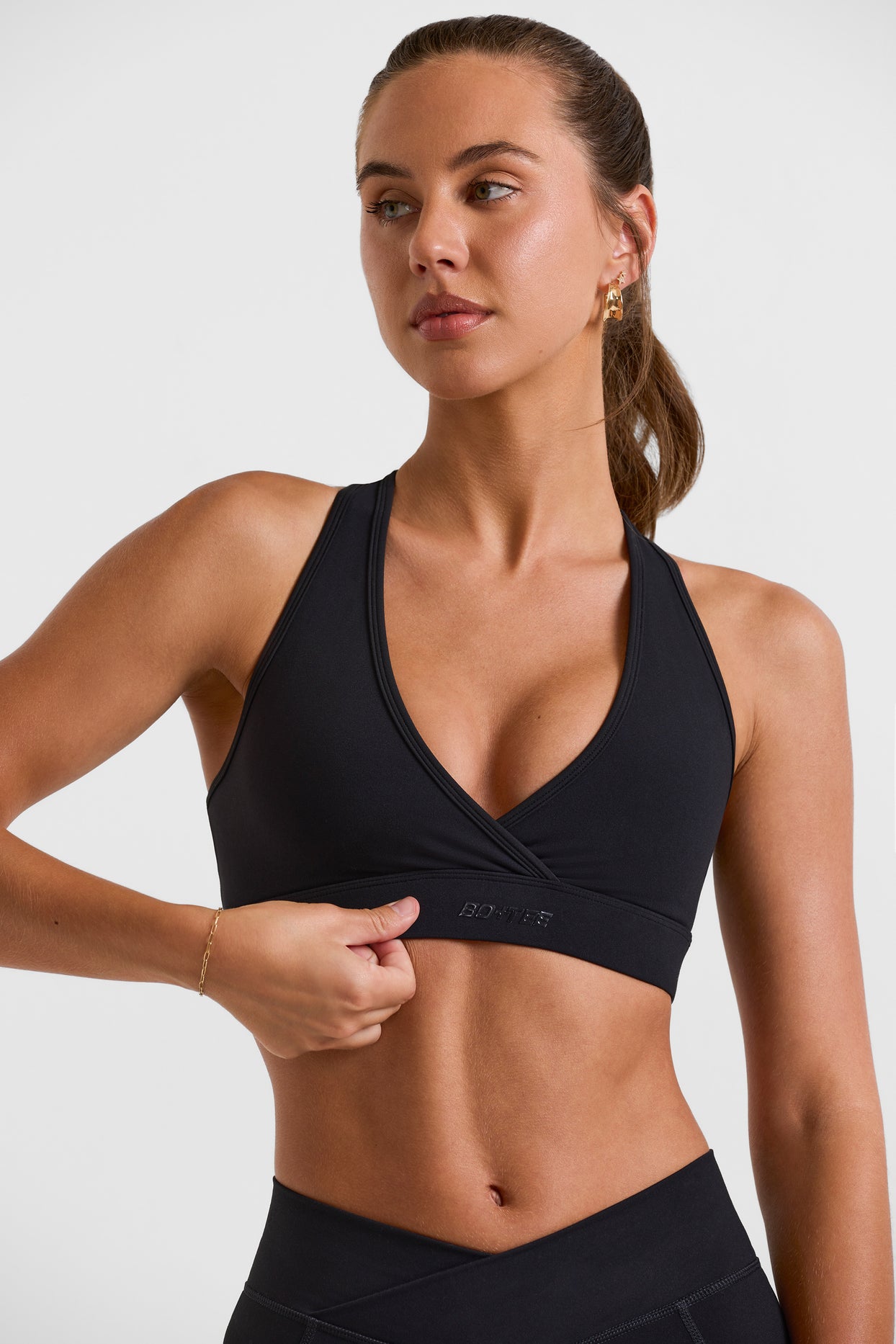 Volley Cut Out Back Sports Bra in Black
