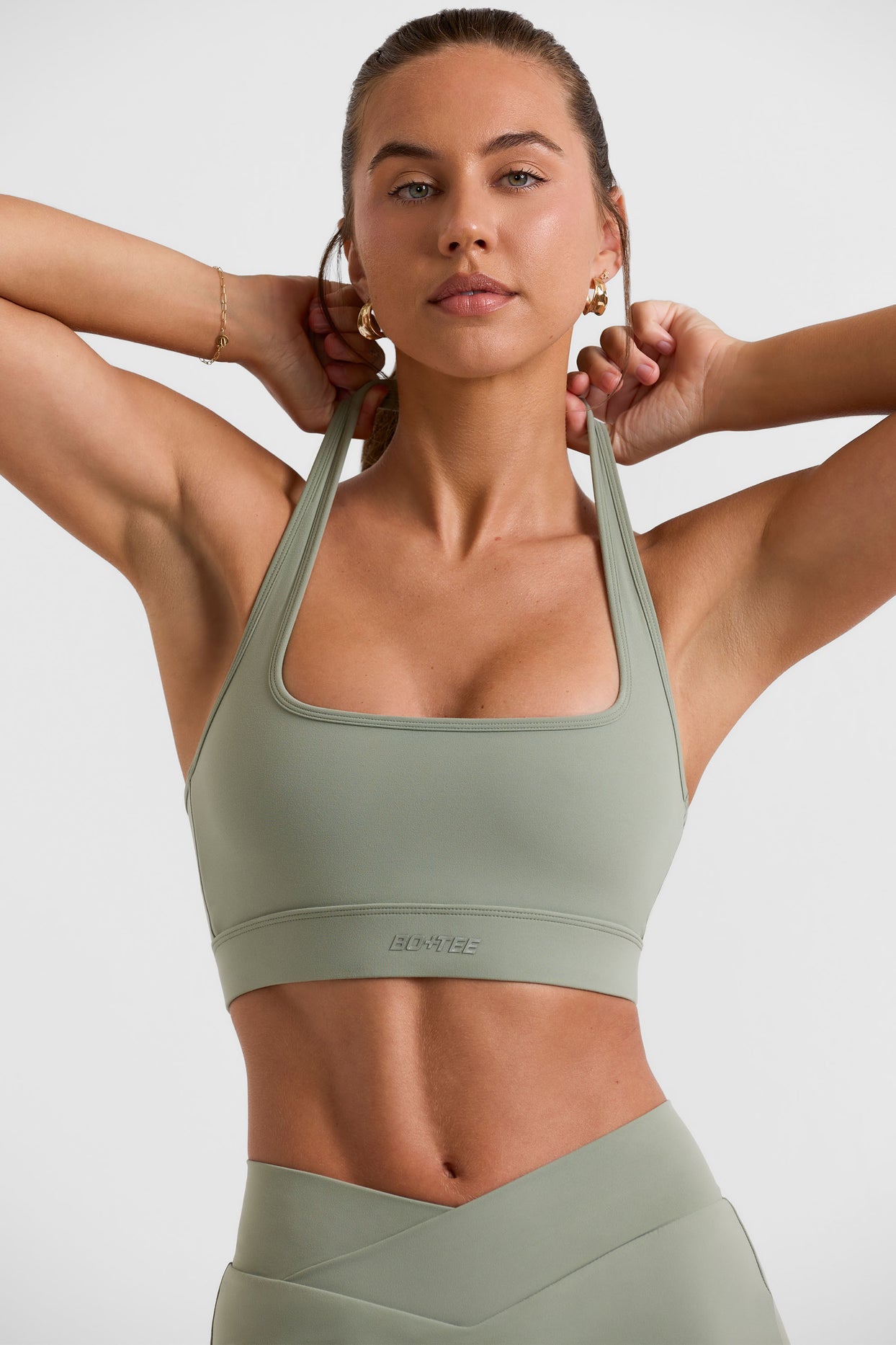 Halterneck Crop Top in Bamboo Green