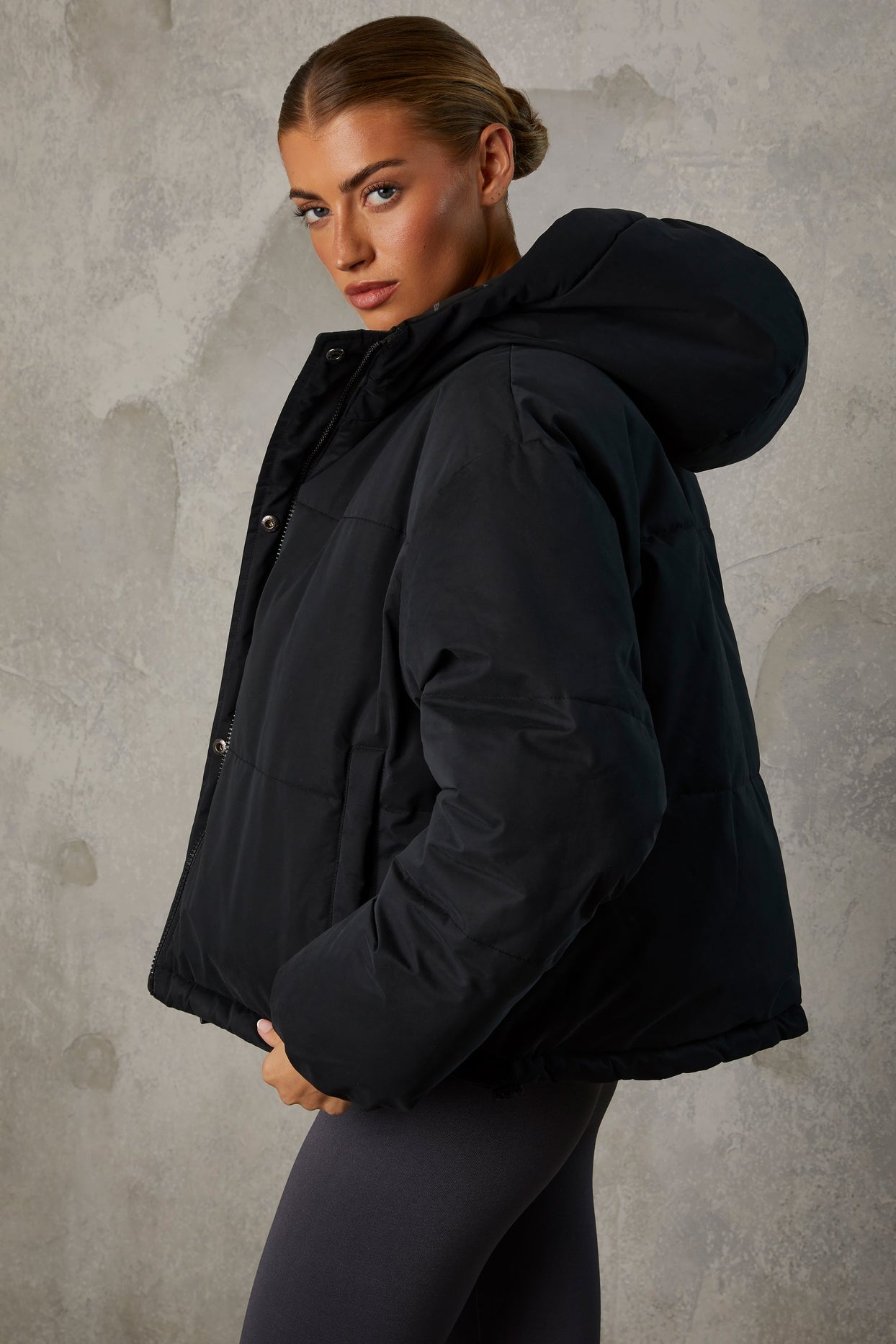 Layer Up Reversible Hooded Puffer Jacket in Black | Oh Polly