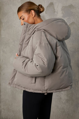 Jaqueta reversível com capuz em cinza quente