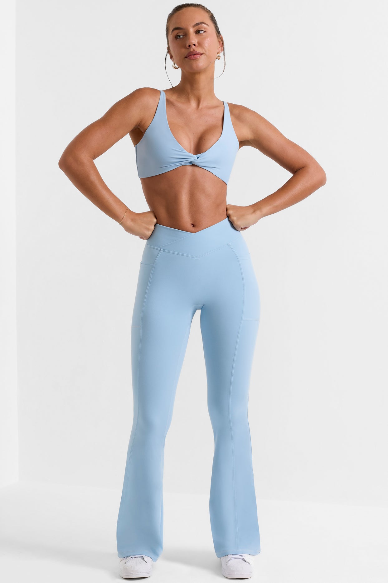 Dusty Blue Wide Waistband Moto Leggings · Filly Flair