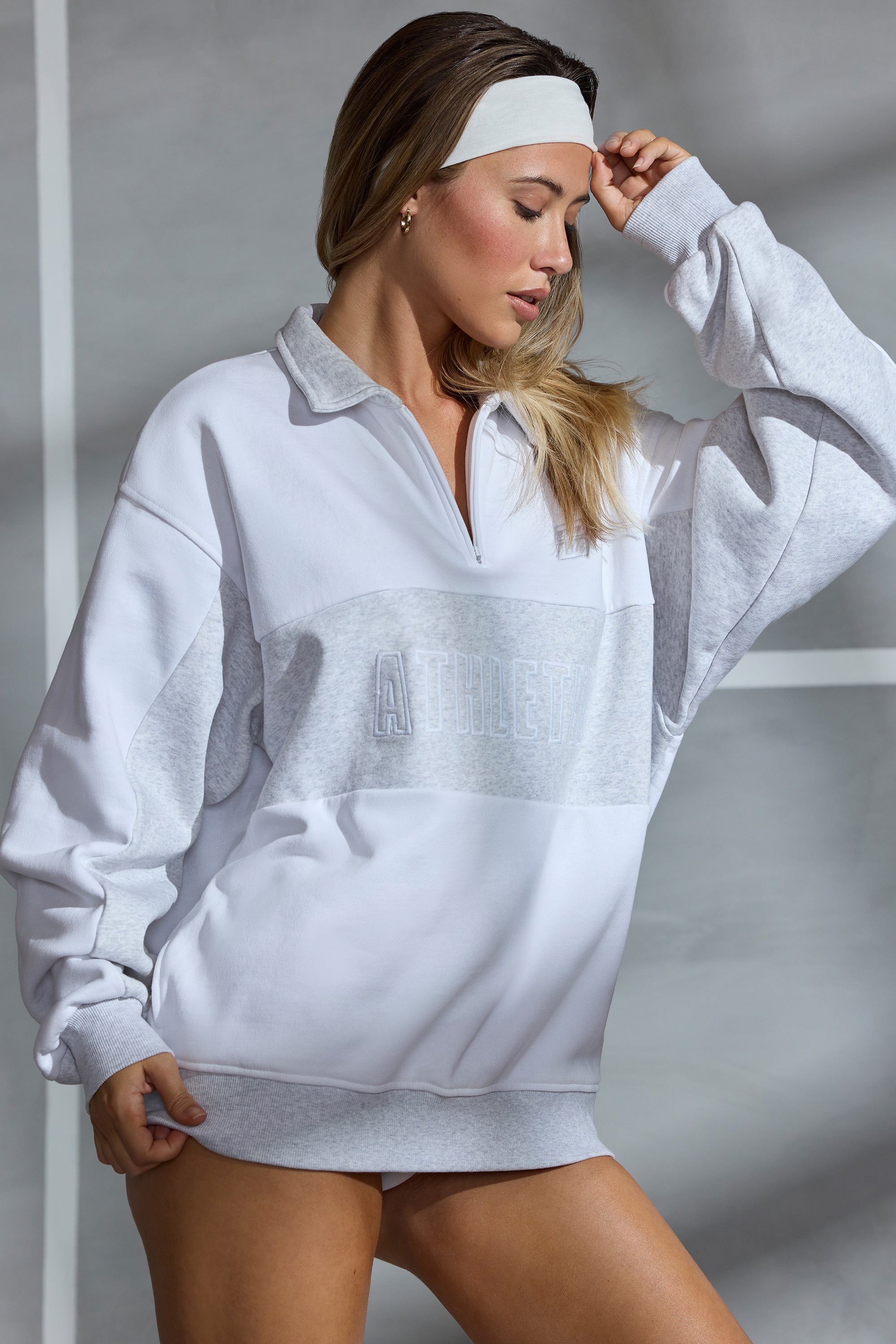 White half zip online sweatshirt womens