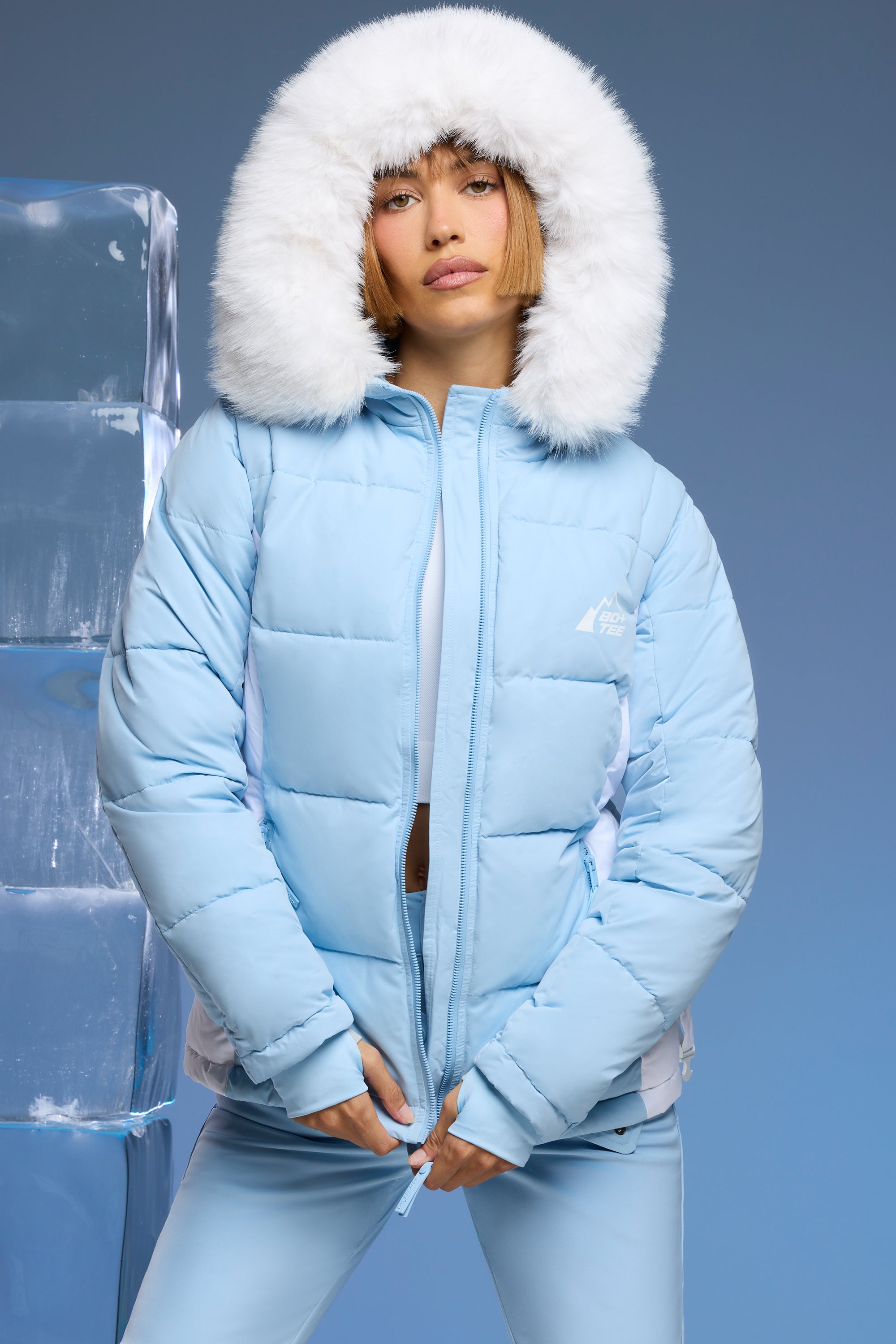 Blue and white ski jacket best sale