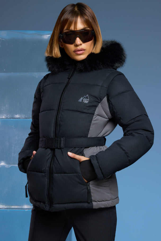 Jaqueta de esqui com mangas removíveis em preto