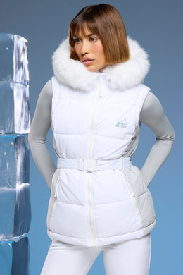 Jaqueta de esqui com mangas removíveis em branco