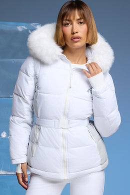 Jaqueta de esqui com mangas removíveis em branco