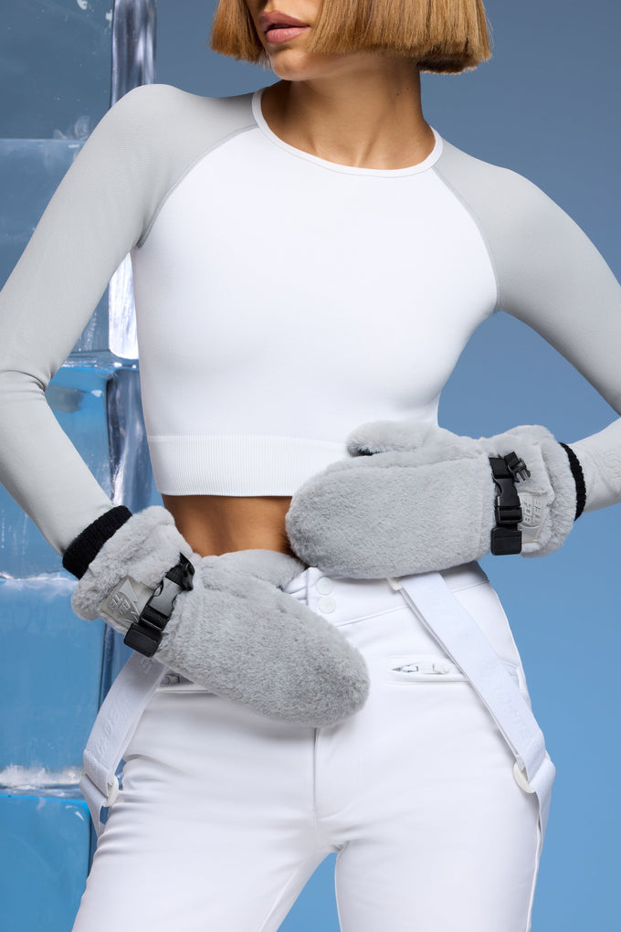 Ski Gloves in Light Grey