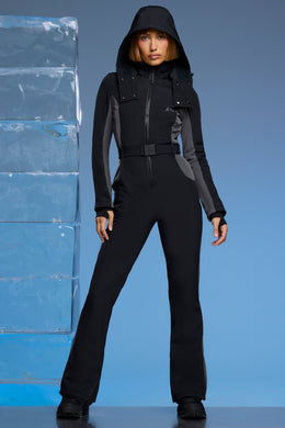Petite Fleece Lined Ski Suit in Black