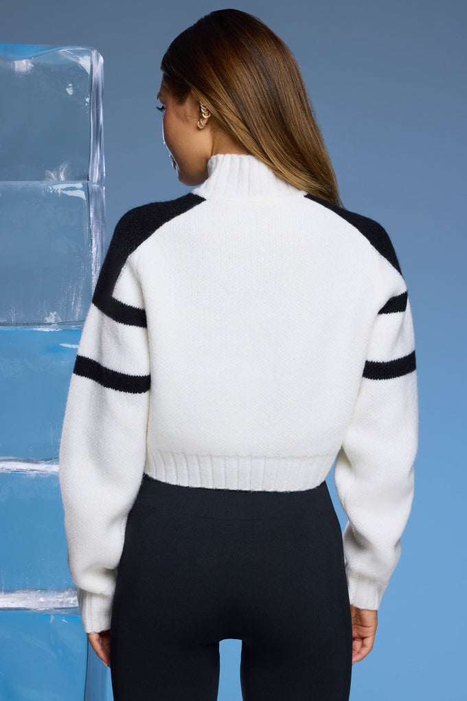 Suéter recortado de malha robusta em branco