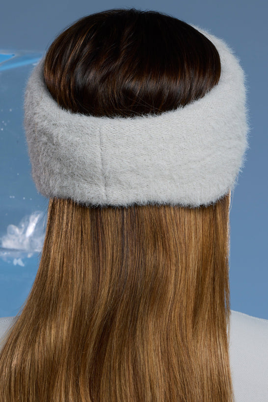 Faux Fur Headband in Light Grey