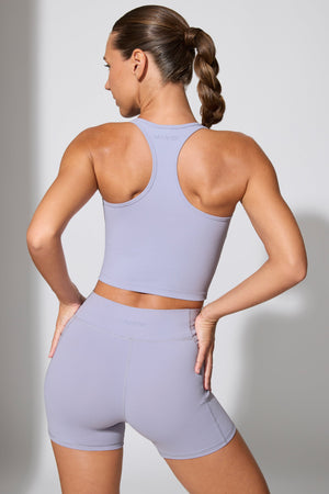 Twist Waist Mini Shorts with Pockets in Periwinkle