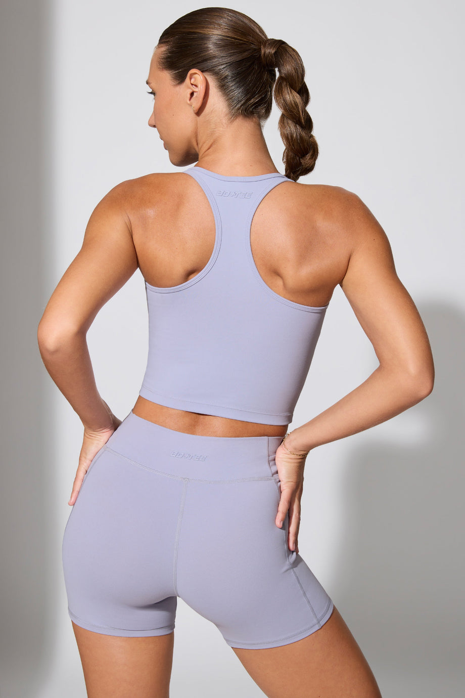 Twist Waist Mini Shorts with Pockets in Periwinkle - 2