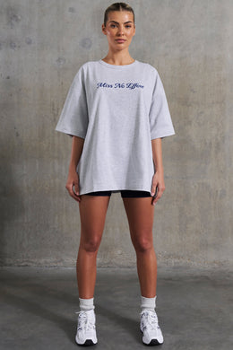 No Effort Oversized Slogan Polly Oh in | Grey T-Shirt