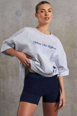 Oversized Slogan T-Shirt in Heather Grey