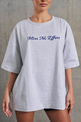 Camiseta extragrande con eslogan en gris jaspeado