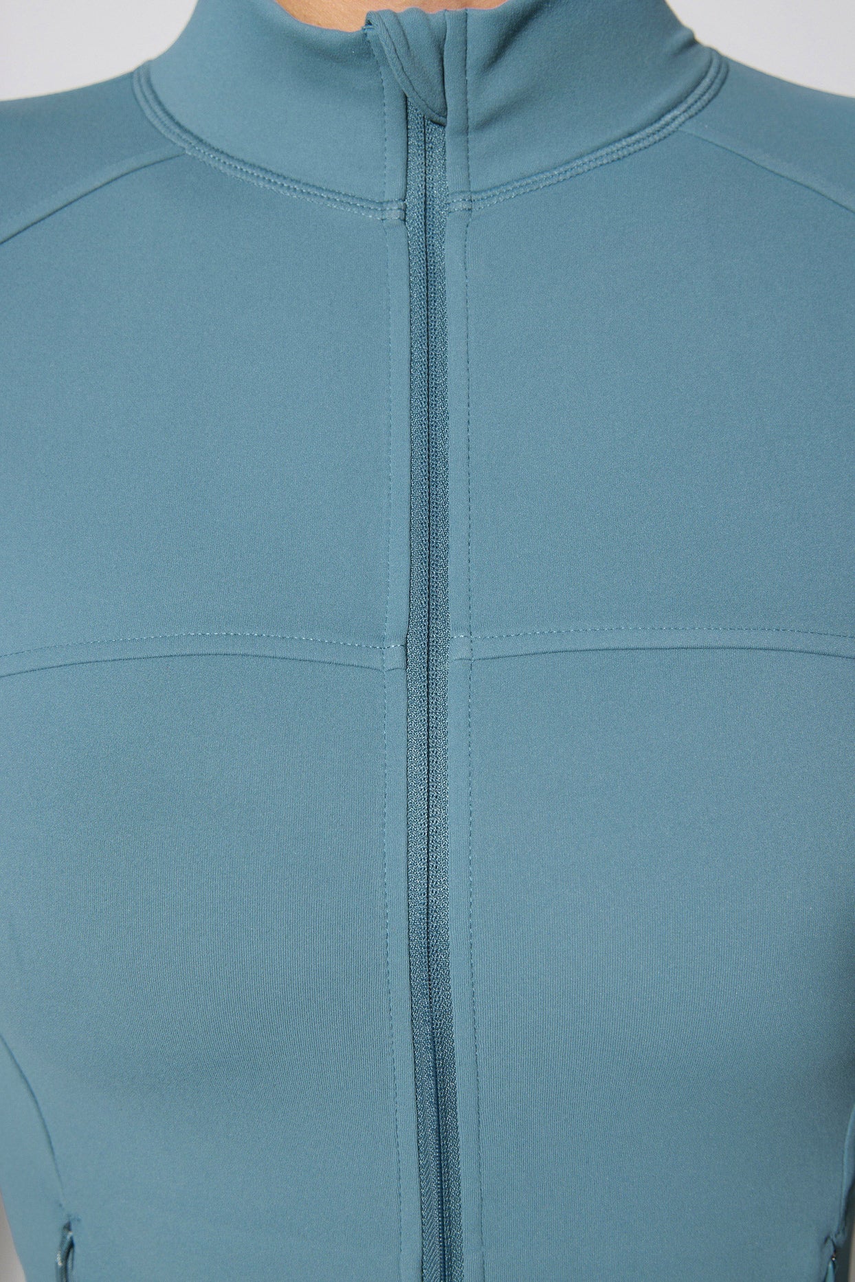 Jaqueta de manga comprida com zíper em azul ardósia