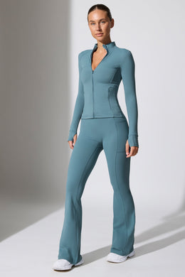 Jaqueta de manga comprida com zíper em azul ardósia