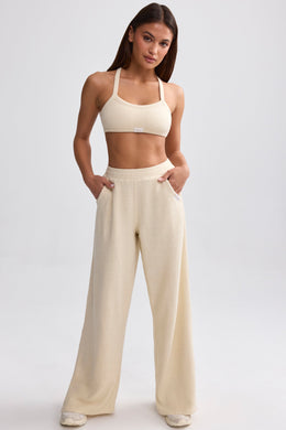 Terry Towelling Wide-Leg Joggers in Cream